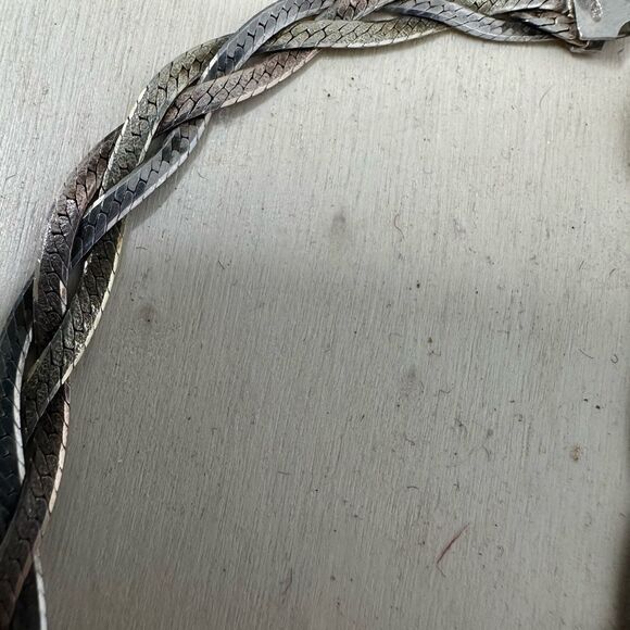 Vintage Tr-Colored Sterling Silver Braided Bracelet - Picture 3 of 6